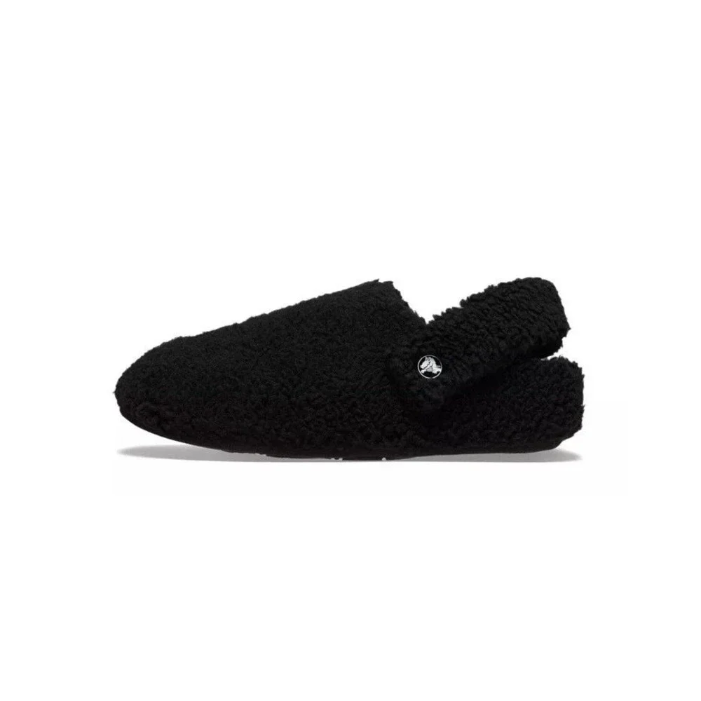 Crocs Classic Cozzzy Slipper K Black Faux Fur Lined Kids Size J6 210856-001